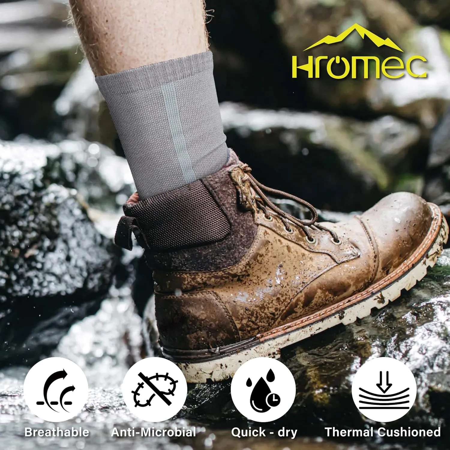 Merino Wool Hiking Socks for Cold Weather Socks Thermal Warm Crew Winter Boot Cushion Socks