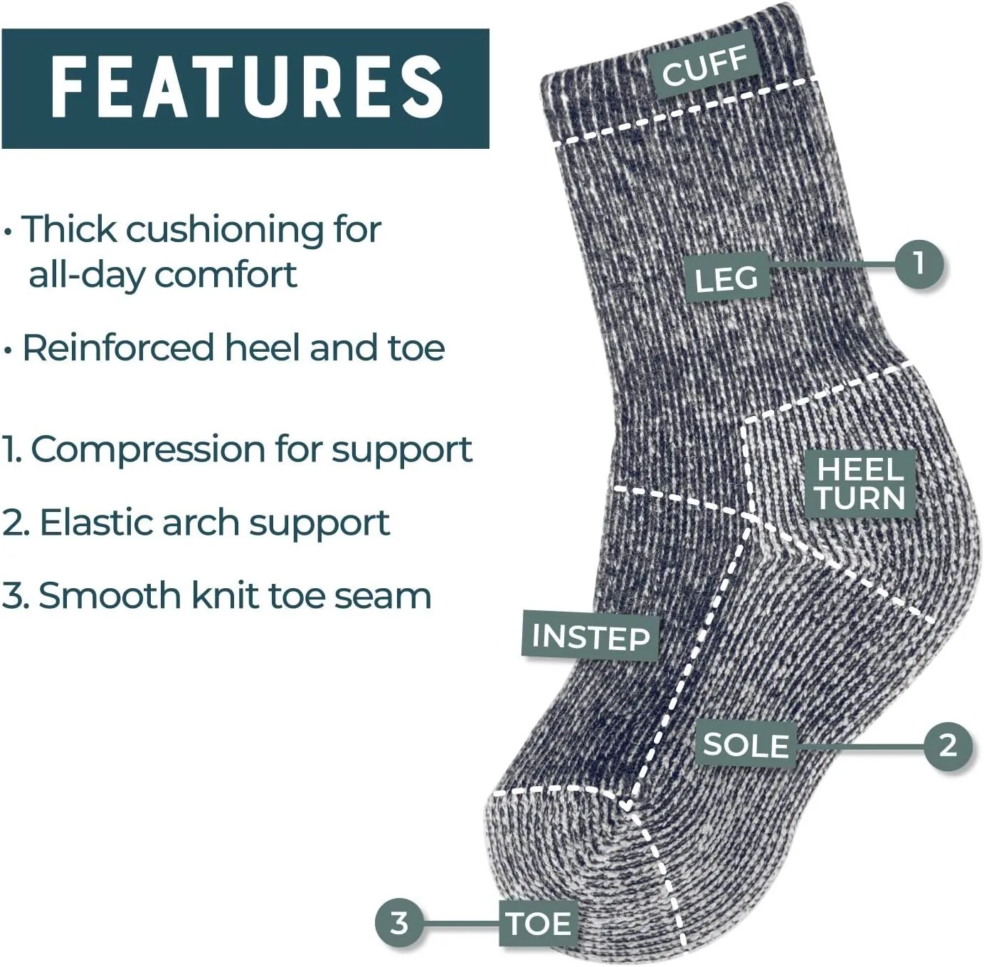 MERIWOOL Merino Wool Kids Hiking Socks for Children 3 Pairs