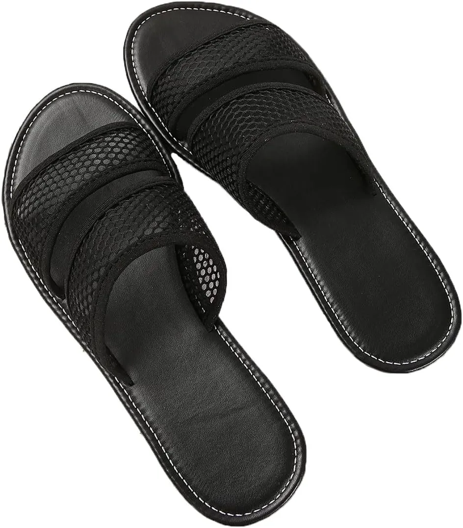 Mesh Flat Slippers for Women, Mesh Slipper for Women, Dressy Slip on for Womens Toe Casual Slingback Flat Mules Women's Fashion Buckle Strap Slide Fishnet Flats Summer Slippers