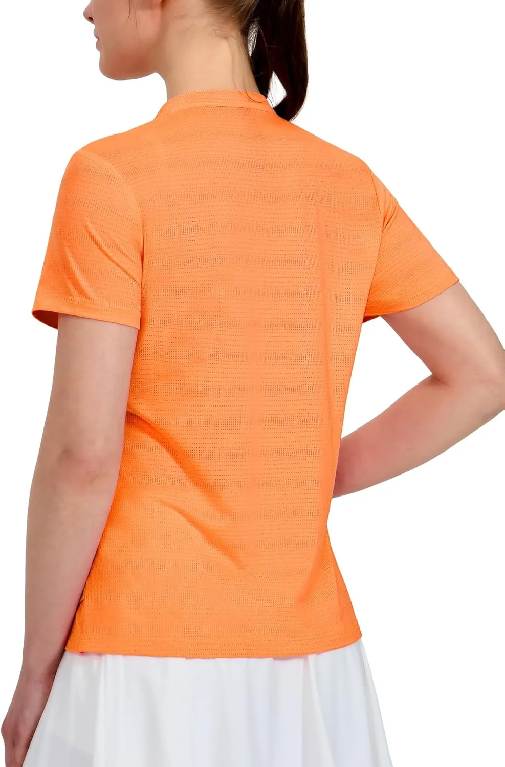 MIER Women's Golf Polo Shirts Collarless Short Sleeve Tennis Running T-Shirts V-Neck Cooling Summer Tee