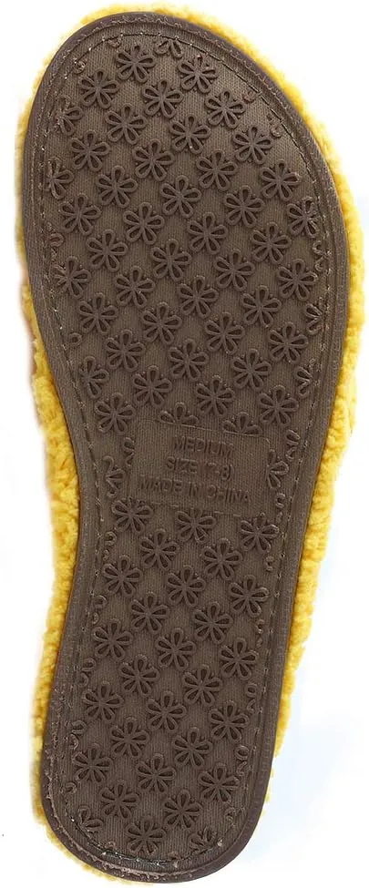 Millffy Plush Cozy Faux Shearling Thong Slide On Sherpa Womens Flip-Flops Slippers with Flowers
