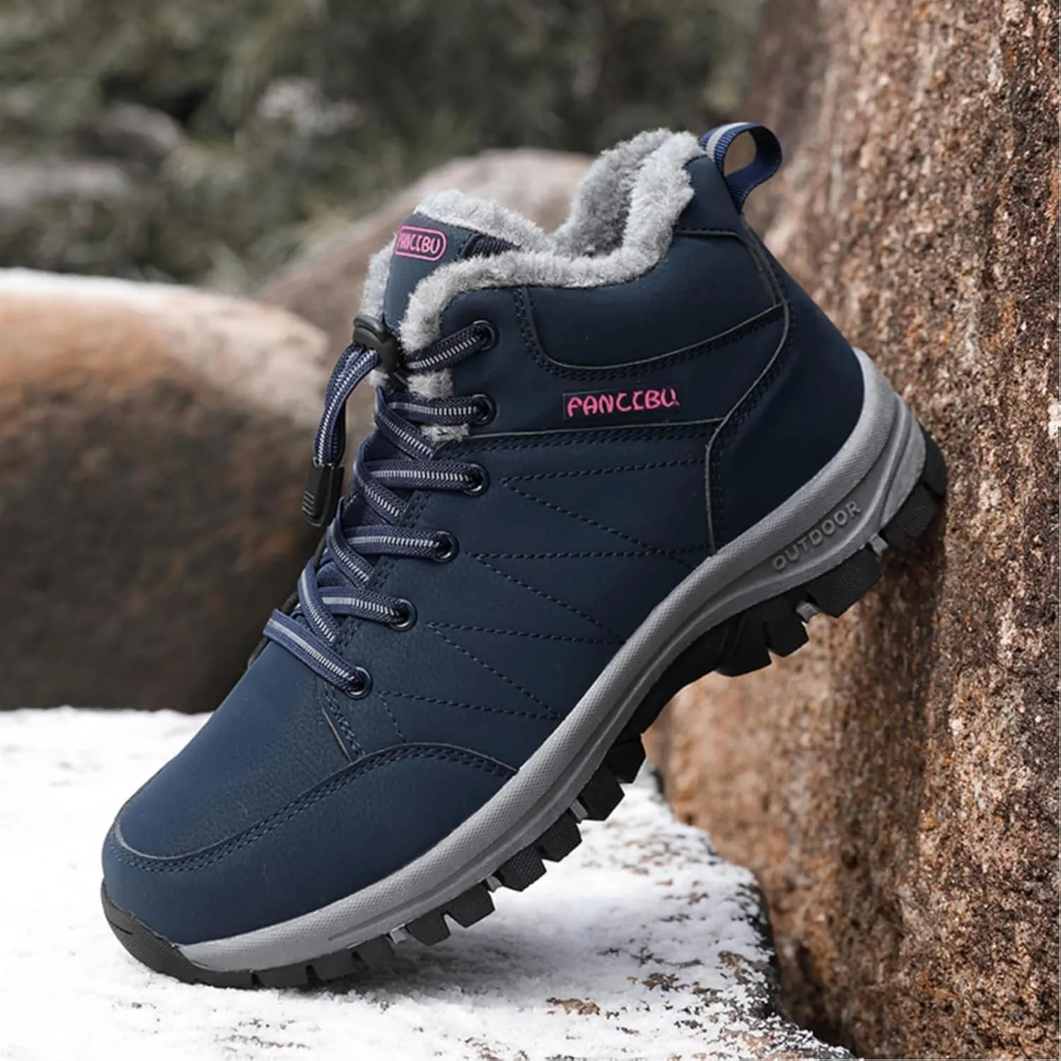 Moodeng Women's Winter Snow Boots Outdoor Hiking Boots Warm Waterproof Ankle Booties for Walking and Anti-Slip