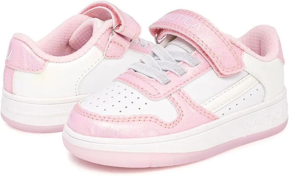 Nautica Kids Girls Sneakers with Adjustable Strap and Bungee Straps | Comfortable Casual Shoes (Toddler/Little Kid)