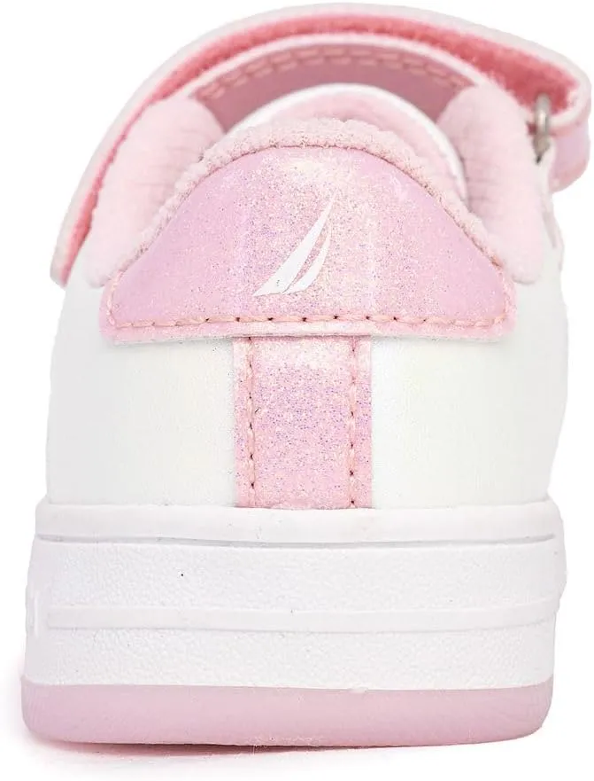Nautica Kids Girls Sneakers with Adjustable Strap and Bungee Straps | Comfortable Casual Shoes (Toddler/Little Kid)