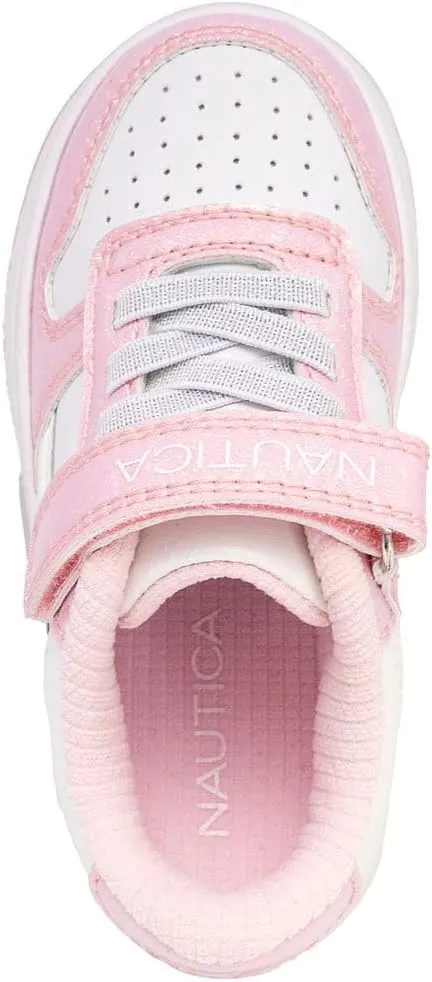 Nautica Kids Girls Sneakers with Adjustable Strap and Bungee Straps | Comfortable Casual Shoes (Toddler/Little Kid)