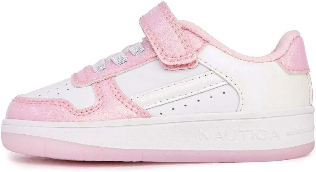Nautica Kids Girls Sneakers with Adjustable Strap and Bungee Straps | Comfortable Casual Shoes (Toddler/Little Kid)