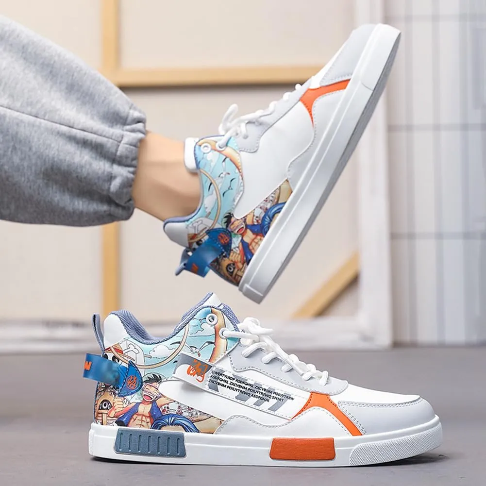 NCNDB Men's Leather Skateboard Walking Shoes Fashion Anime Casual Sneaker