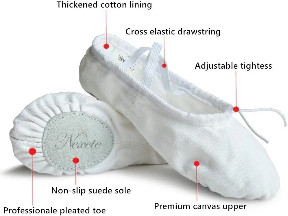 Nexete Women Canvas Ballet Dance Shoes Yoga Gymnastics Leather Split-Sole Slipper Flate Shoes for Women