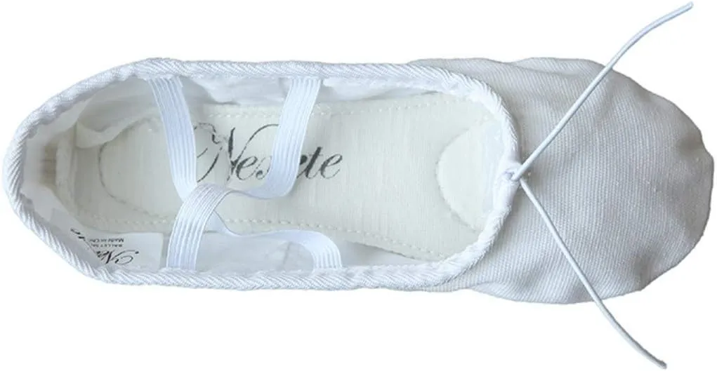 Nexete Women Canvas Ballet Dance Shoes Yoga Gymnastics Leather Split-Sole Slipper Flate Shoes for Women