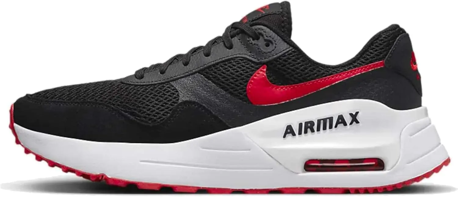 NIKE Men's Sneaker, Black University Red White, 9.5