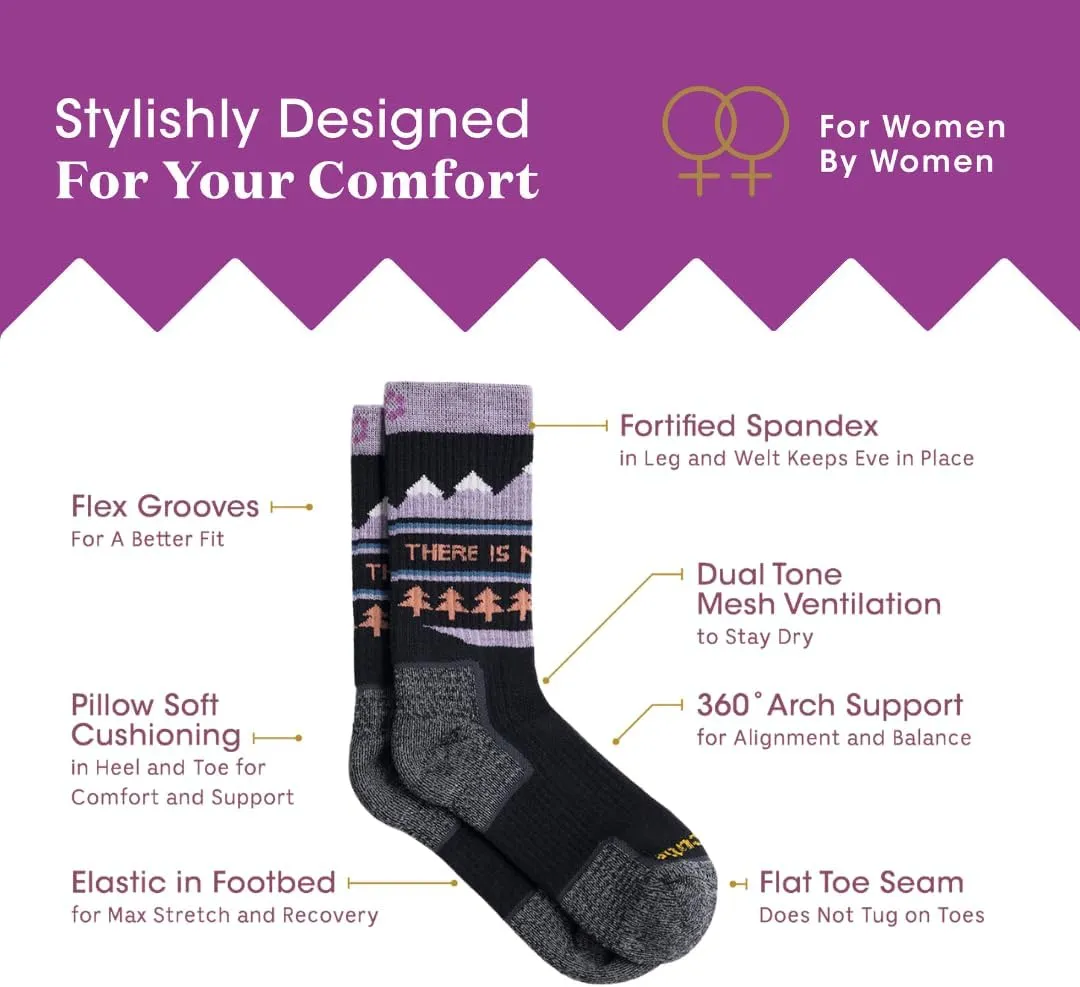 No Planet B Merino Wool Socks for Women, Ladies Hiking Crew Socks, Warm Moisture Wicking Soft Cushion Boot Sock