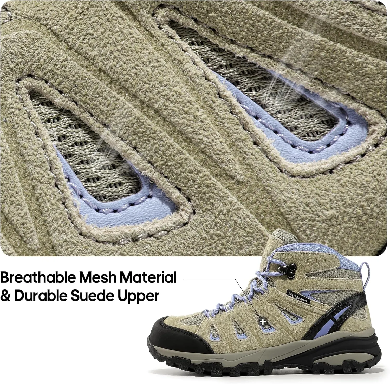 NORTIV 8 Women's Waterproof Hiking Boots Outdoor Trekking Camping Trail Hiking Boot