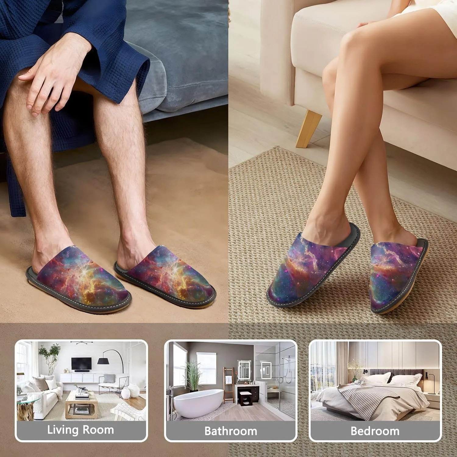 ODAWA Birthday Element Memory Foam House Shoes Slipper Woman, Cozy Washable Slip on House Shoes for Men