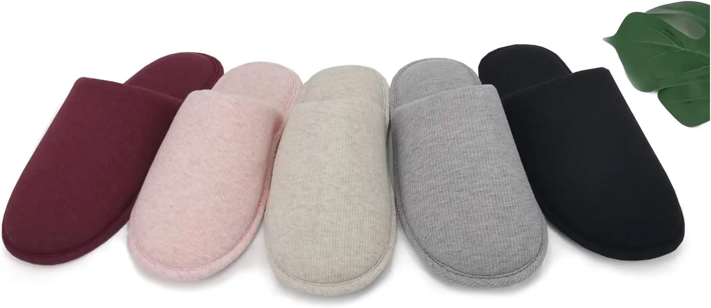ofoot Womens Indoor Memory Foam Cotton Scuff Slippers Slip On Summer House Shoes Flats Breathable Lightweight Washable Non Skid Rubber Soles