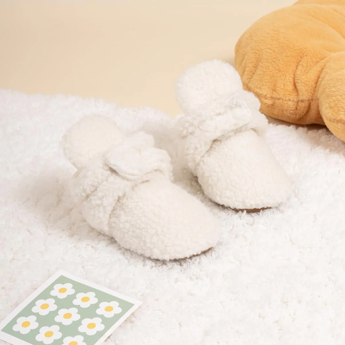 ohsofy Newborn Baby Cotton Booties Stay On Slipper Winter Warm Soft Shoes Non-Skid Infant Ankle Boots Crib Shoes