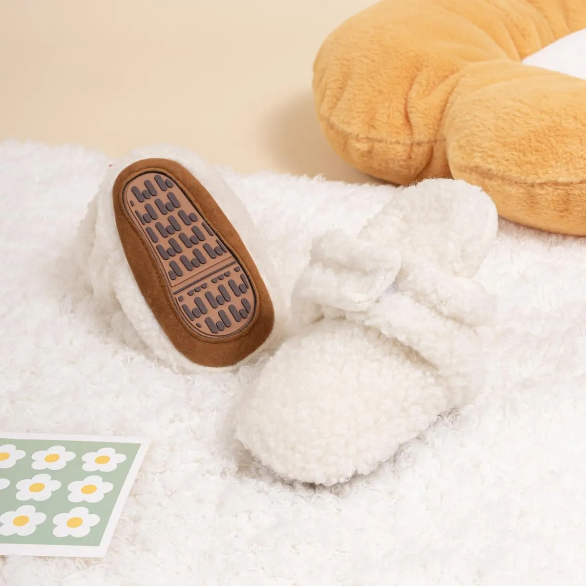 ohsofy Newborn Baby Cotton Booties Stay On Slipper Winter Warm Soft Shoes Non-Skid Infant Ankle Boots Crib Shoes