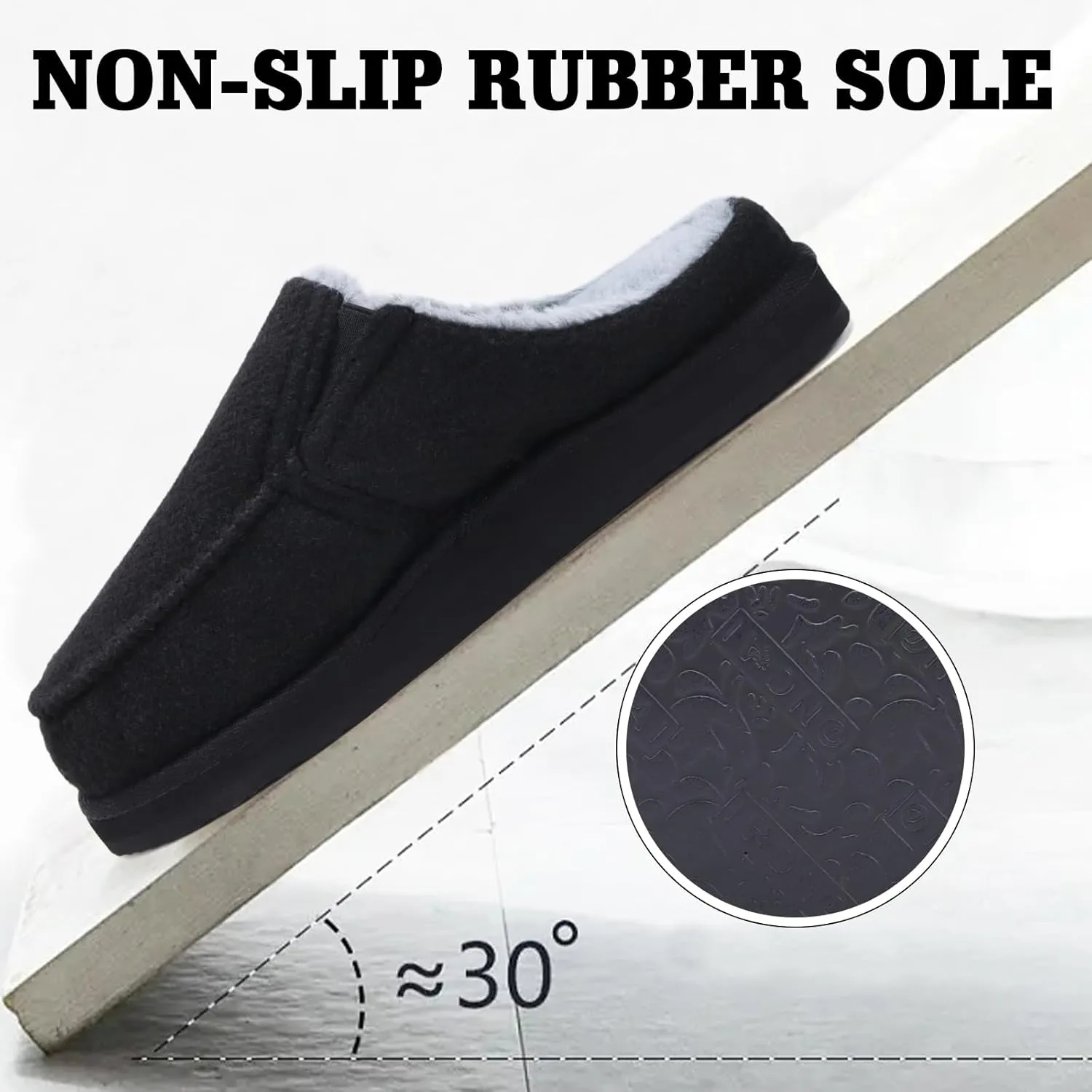 ONCAI Mens Clog Slippers with Arch Support Stripe Faux Fur Cotton-Blend High-Density Memory Foam Warm House Slippers Slip-on Indoor Outdoor Rubber Sole Size 7-16