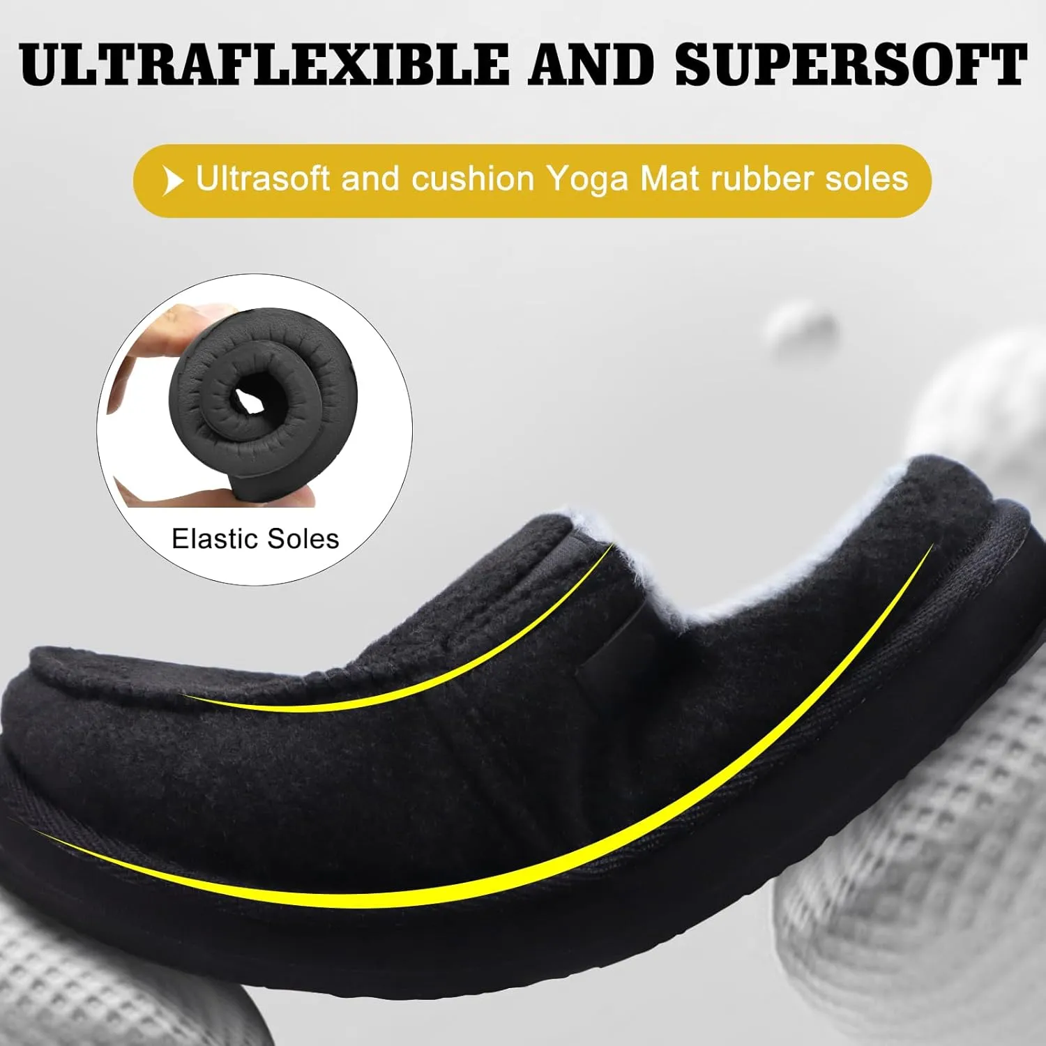 ONCAI Mens Clog Slippers with Arch Support Stripe Faux Fur Cotton-Blend High-Density Memory Foam Warm House Slippers Slip-on Indoor Outdoor Rubber Sole Size 7-16
