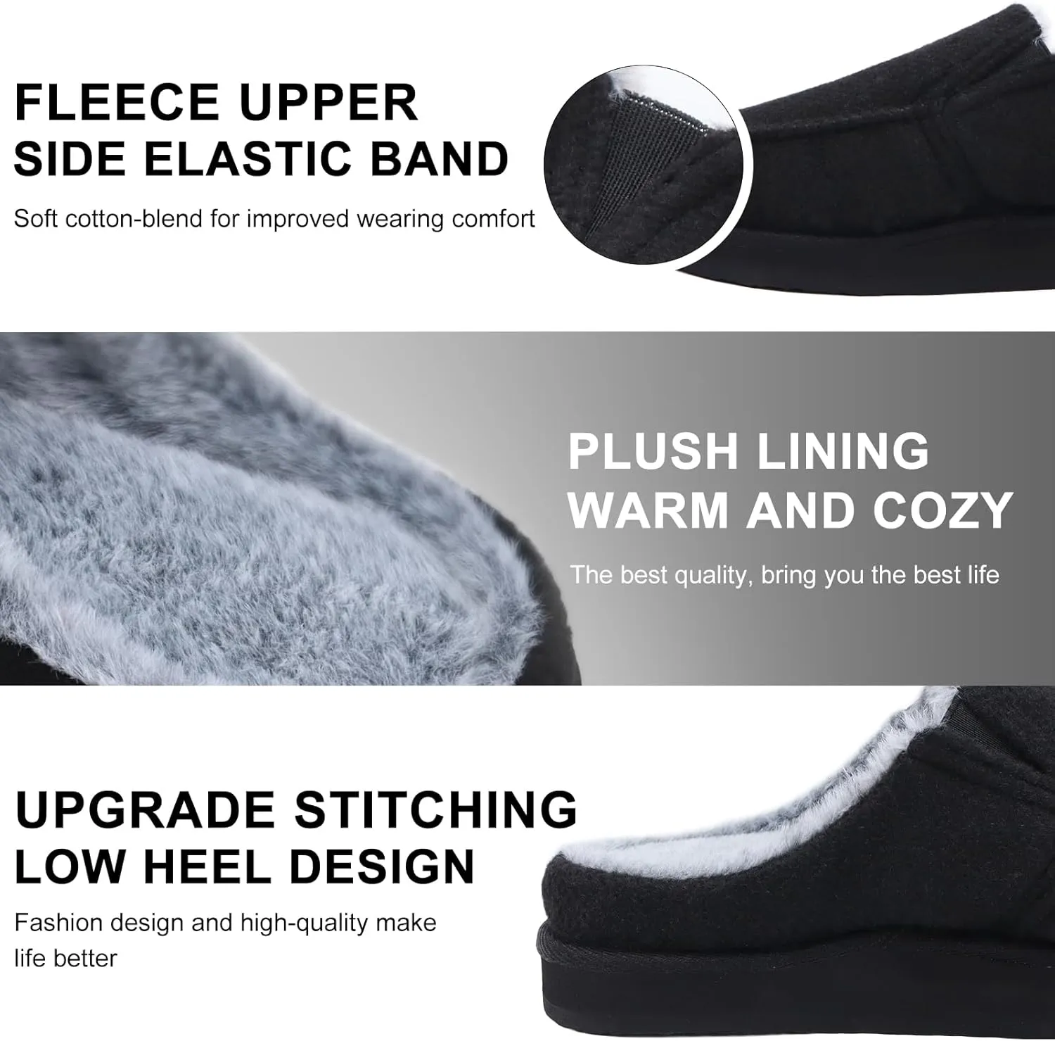 ONCAI Mens Clog Slippers with Arch Support Stripe Faux Fur Cotton-Blend High-Density Memory Foam Warm House Slippers Slip-on Indoor Outdoor Rubber Sole Size 7-16
