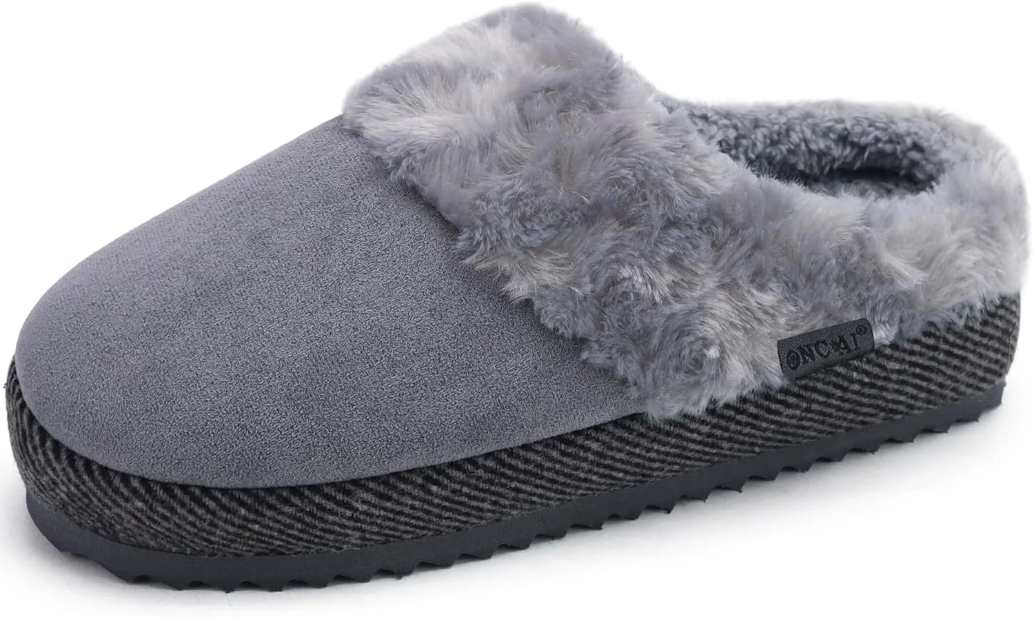 ONCAI Women's Slippers with Cushion Yoga Mat Faux Fur Fuzzy Suede Warm Winter Woman House Slippers Indoor/Outdoor Cozy Rubber Sole US Size 5-11