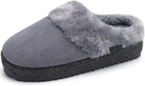 ONCAI Women's Slippers with Cushion Yoga Mat Faux Fur Fuzzy Suede Warm Winter Woman House Slippers Indoor/Outdoor Cozy Rubber Sole US Size 5-11
