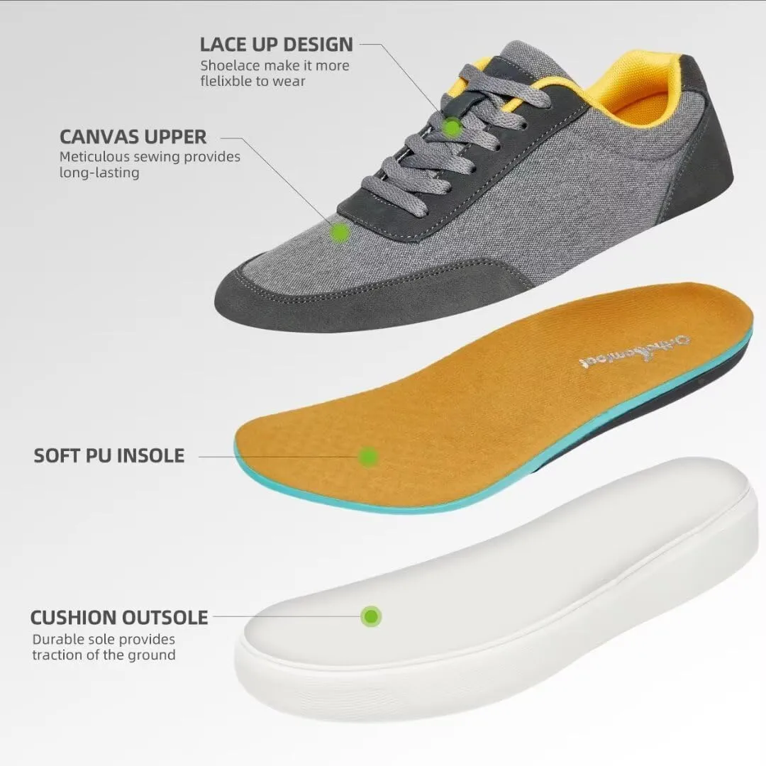 OrthoComfoot Men's Orthopedic Fashion Sneakers for Plantar Fasciitis: Comfortable Orthotic Walking Shoes with Arch Support, Casual Orthotic Flat Feet Shoes for Ankle and Foot Pain Relief