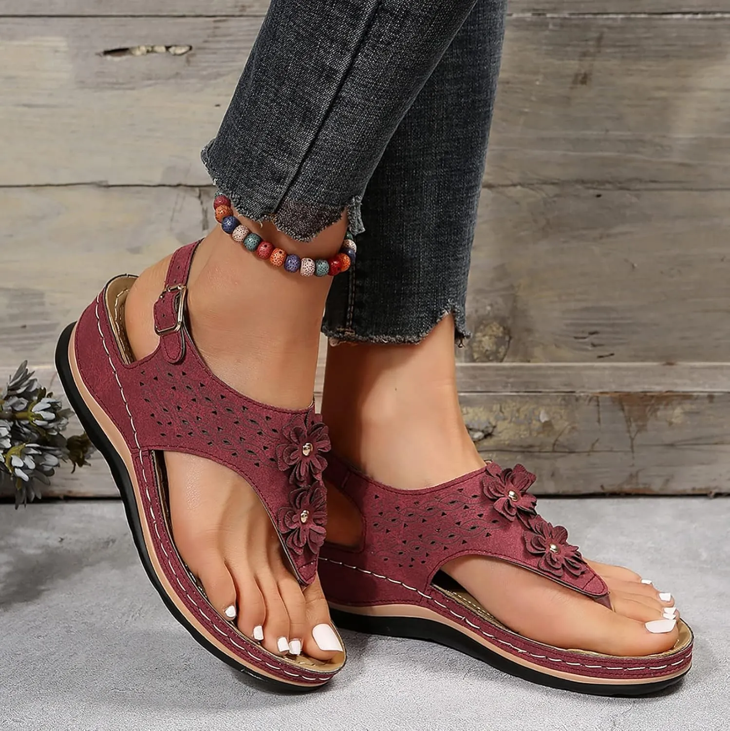 Orthopedic Sandals for Women Arch Support Flip Flops Beach Non Slip Wedge Shoes Closed Toe Arch Support Sandal Womens Wedge Shoes Orthtic Comfortable Sandalias De Mujer OrtopéDicas