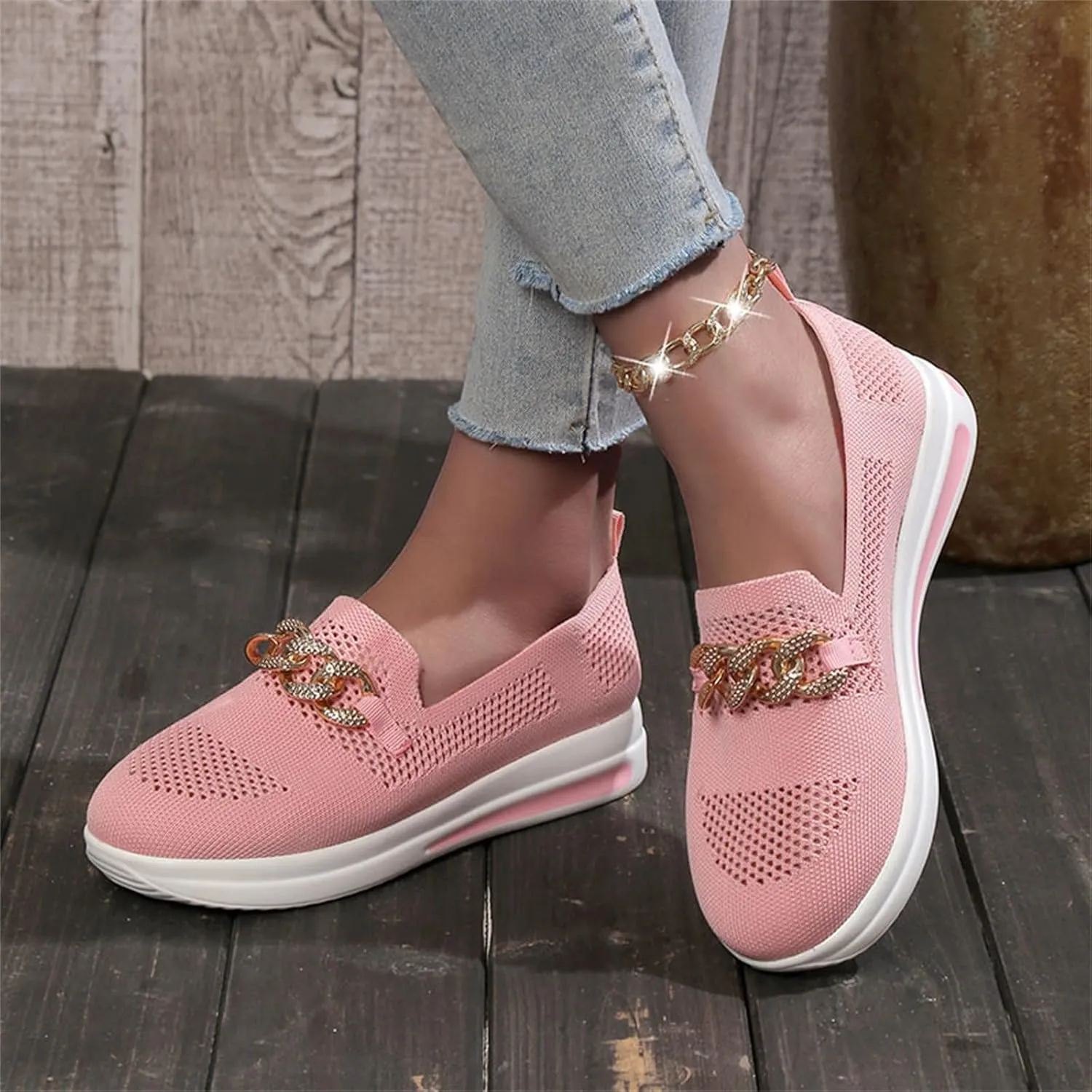 Orthopedic Walking Shoes for Diabetic Women Slip On Sneakers with Arch Support Comfortable Casual Loafers Plantar Fasciitis Foot Heel Pain Relief