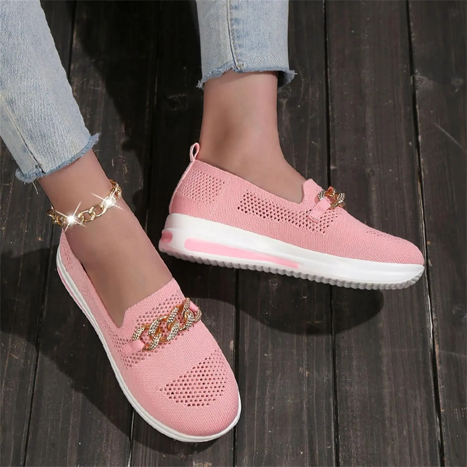 Orthopedic Walking Shoes for Diabetic Women Slip On Sneakers with Arch Support Comfortable Casual Loafers Plantar Fasciitis Foot Heel Pain Relief