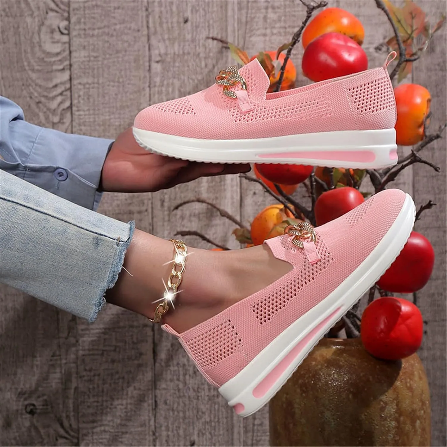 Orthopedic Walking Shoes for Diabetic Women Slip On Sneakers with Arch Support Comfortable Casual Loafers Plantar Fasciitis Foot Heel Pain Relief