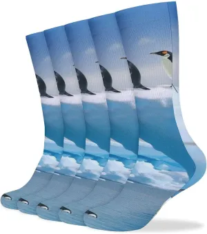 Penguins On The Iceberg Socks for Women Men Cotton Sock Breathable Boot Socks Warm Calf Socks for Hiking Work Crew Socks Thin Casual Long Socks 5 Pairs