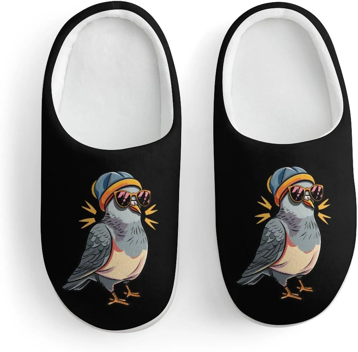 Pigeon with Eyeglasses Kids Toddler Cotton Slippers Slip-on House Shoes for Bedroom Indoor Outdoor