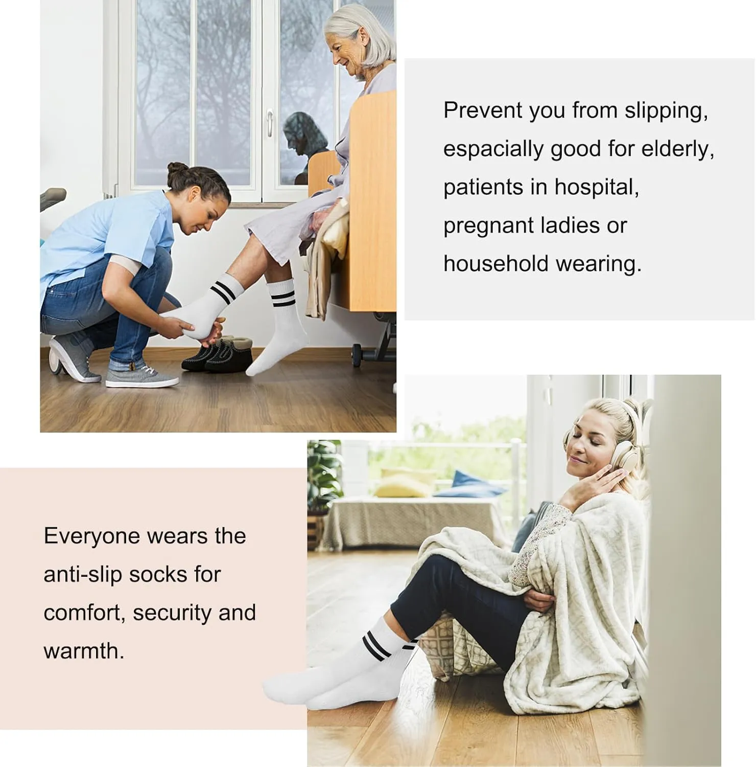 Pilates Socks with Grips for Women, Non-Slip Yoga Athletic Socks for Barre Barefoot Workout Hospital