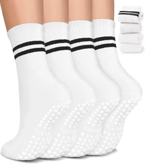 Pilates Socks with Grips for Women, Non-Slip Yoga Athletic Socks for Barre Barefoot Workout Hospital