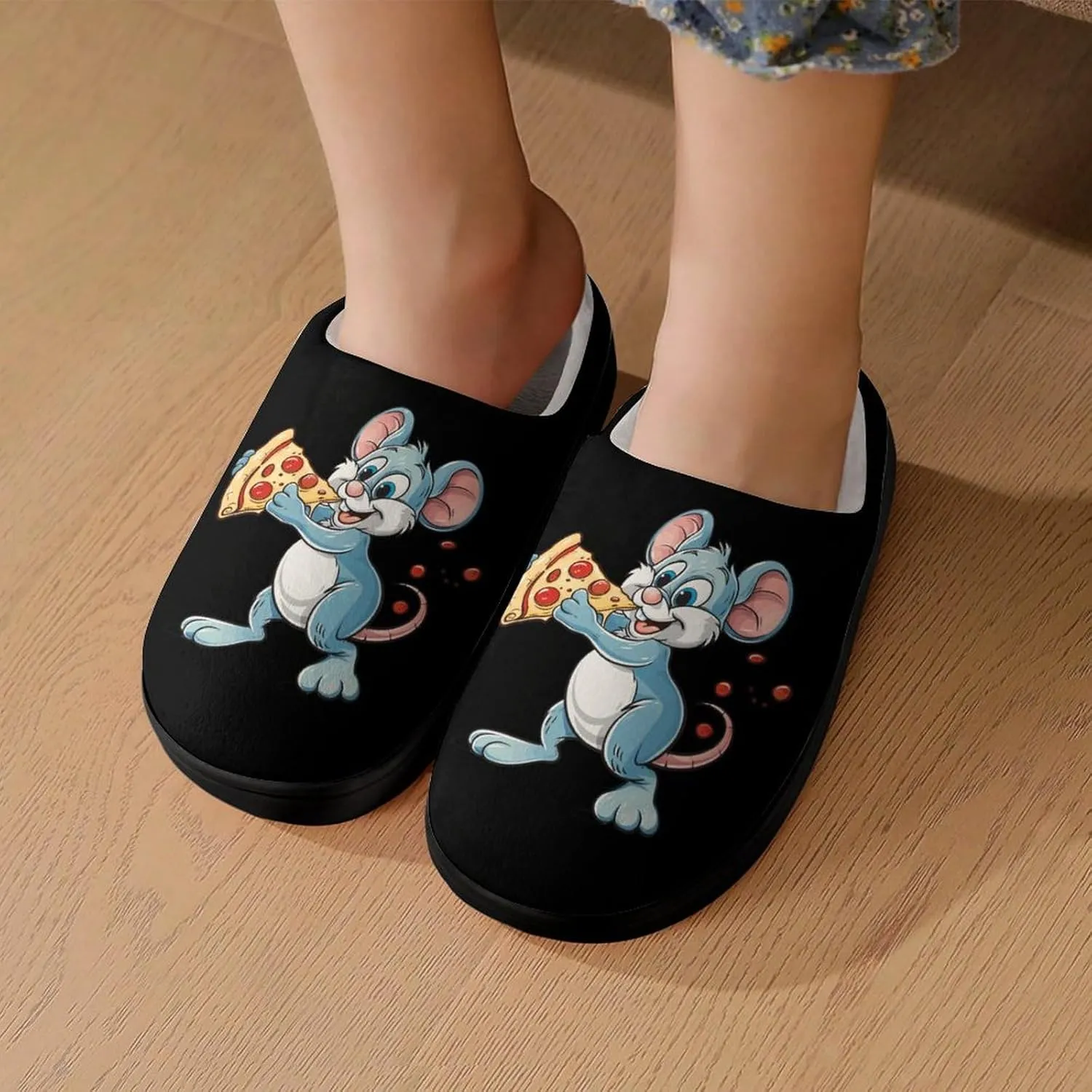 Pizza Rat Kids Toddler Cotton Slippers Slip-on House Shoes for Bedroom Indoor Outdoor