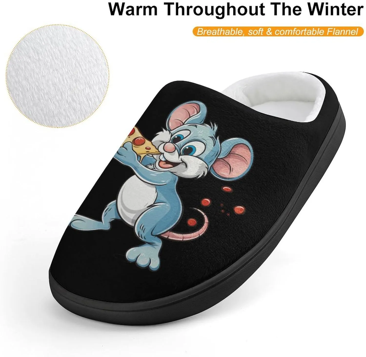 Pizza Rat Kids Toddler Cotton Slippers Slip-on House Shoes for Bedroom Indoor Outdoor