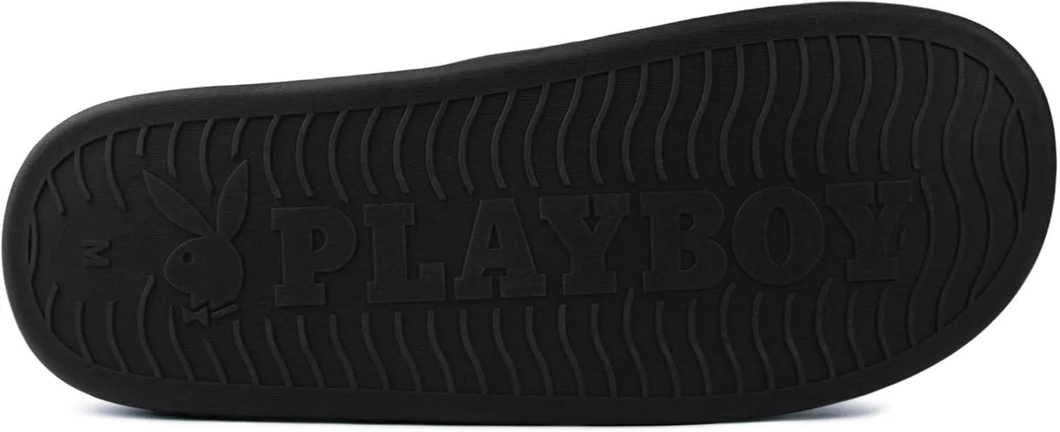 PLAYBOY Unisex-Adult Adjustable Cozy Plush Velour Memory Foam Indoor Outdoor Soled Slipper in Sizes S-XL