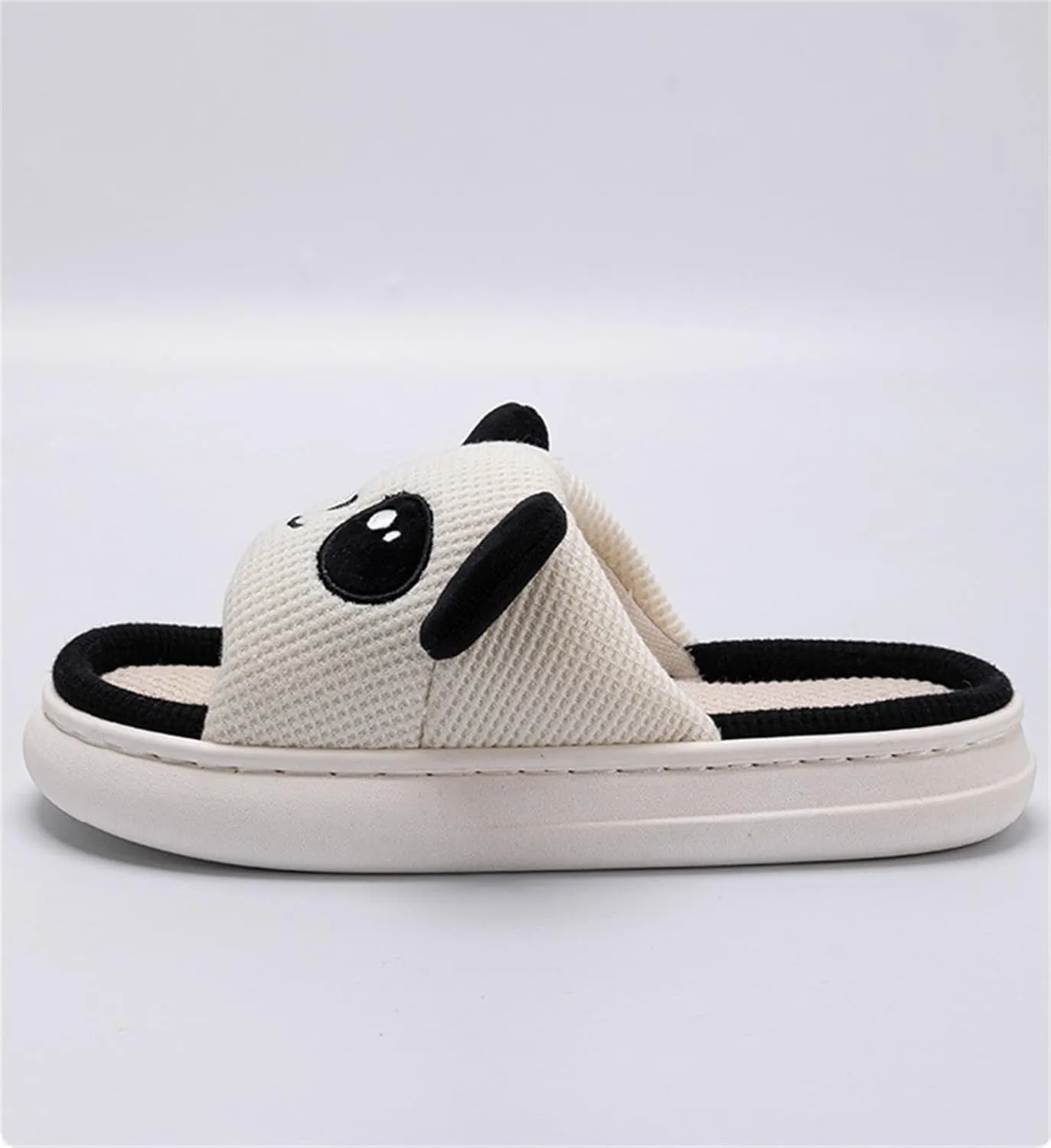 Rabbit And Bear Linen Slippers, Cute Animal Lace Slippers,Cotton Linen Couple's Home Shoes Indoor And Outdoor