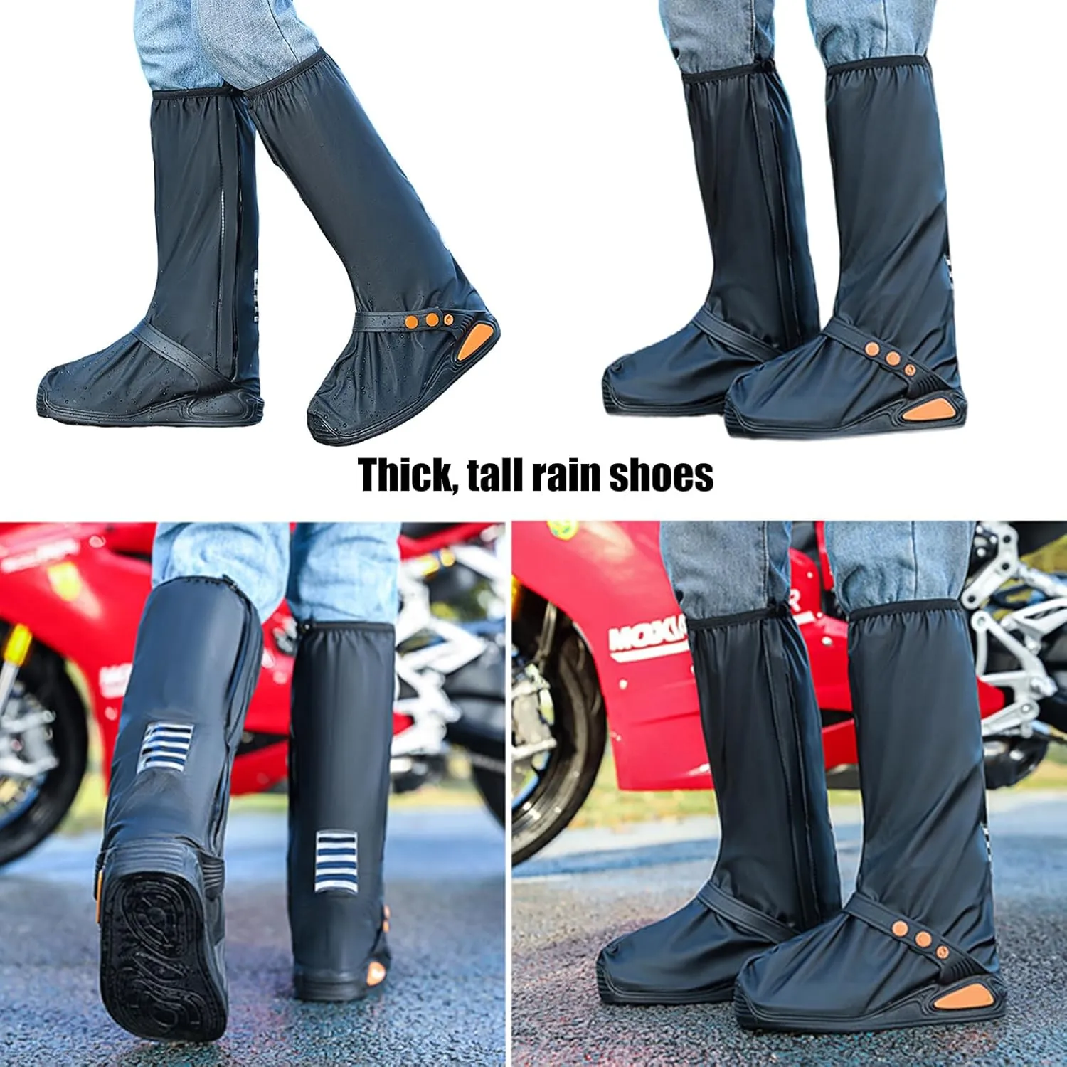 Rain Boot Shoes With Zippers Nonslip PVC Rainproof Boot With Zippers For Outdoor Sports Hiking