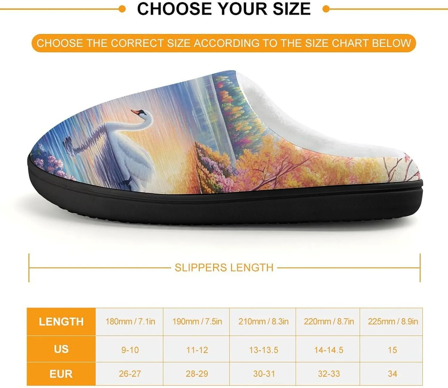 Rainbow Lake Swan Slippers Non-slip House Slippers Home Shoes Indoor Outdoor Slippers For Girls Boys