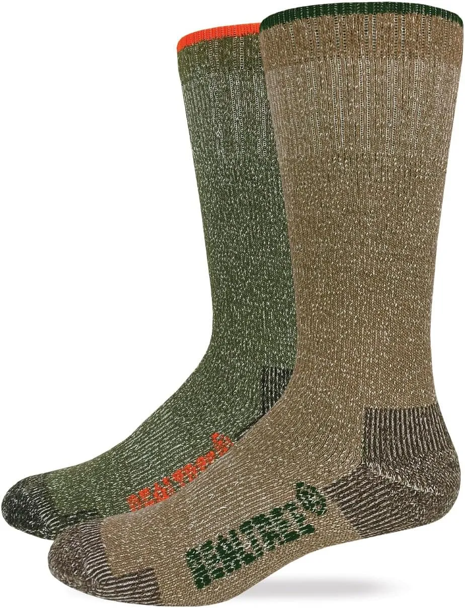 Realtree Mens Heavyweight Merino Wool Blend Full Cushion Mid Calf Boot Socks 2 Pair Pack, Large