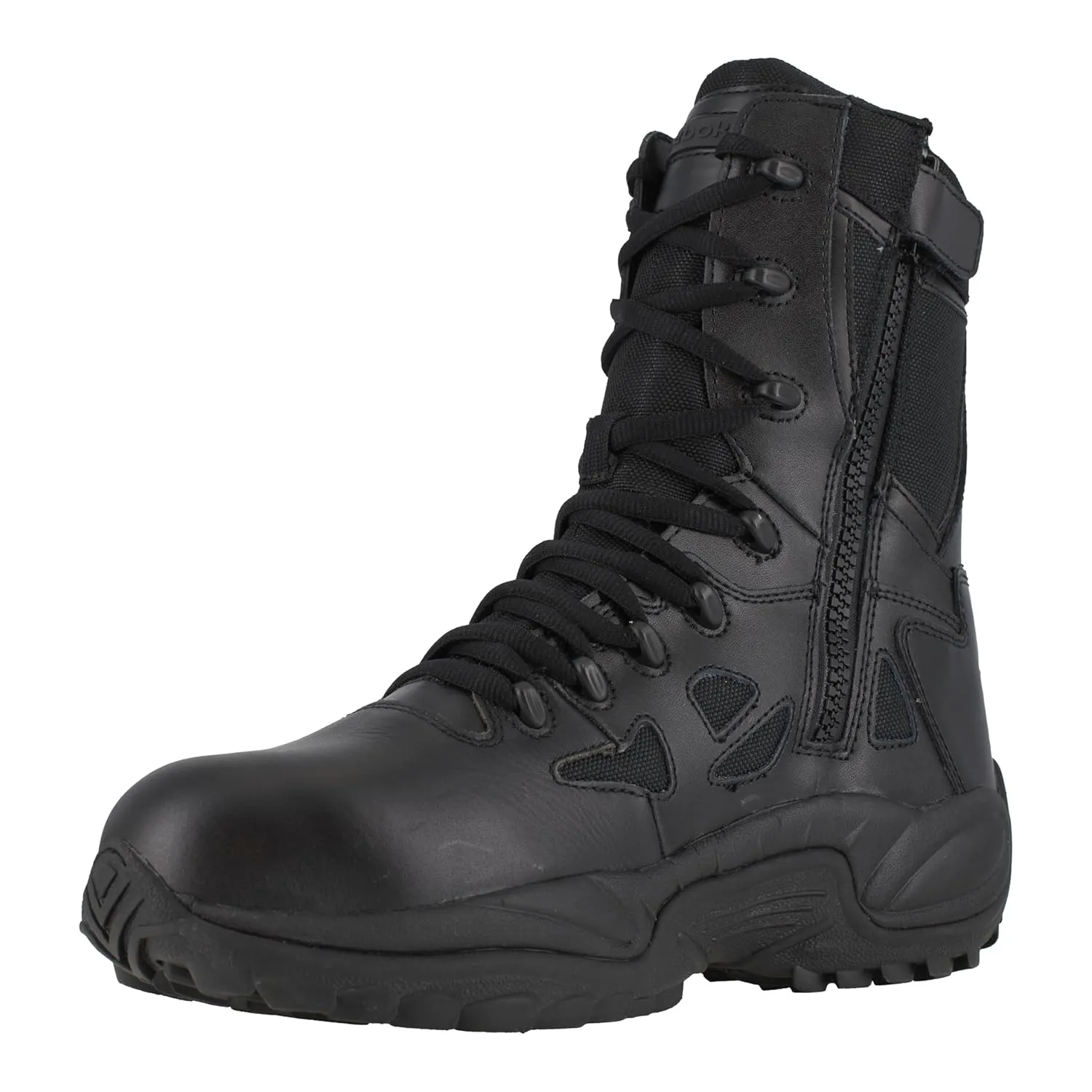 Reebok mens Rapid Response Rb Safety Toe 8" Stealth With Side Zipper Industrial Construction Boot, Black, 15 Wide US