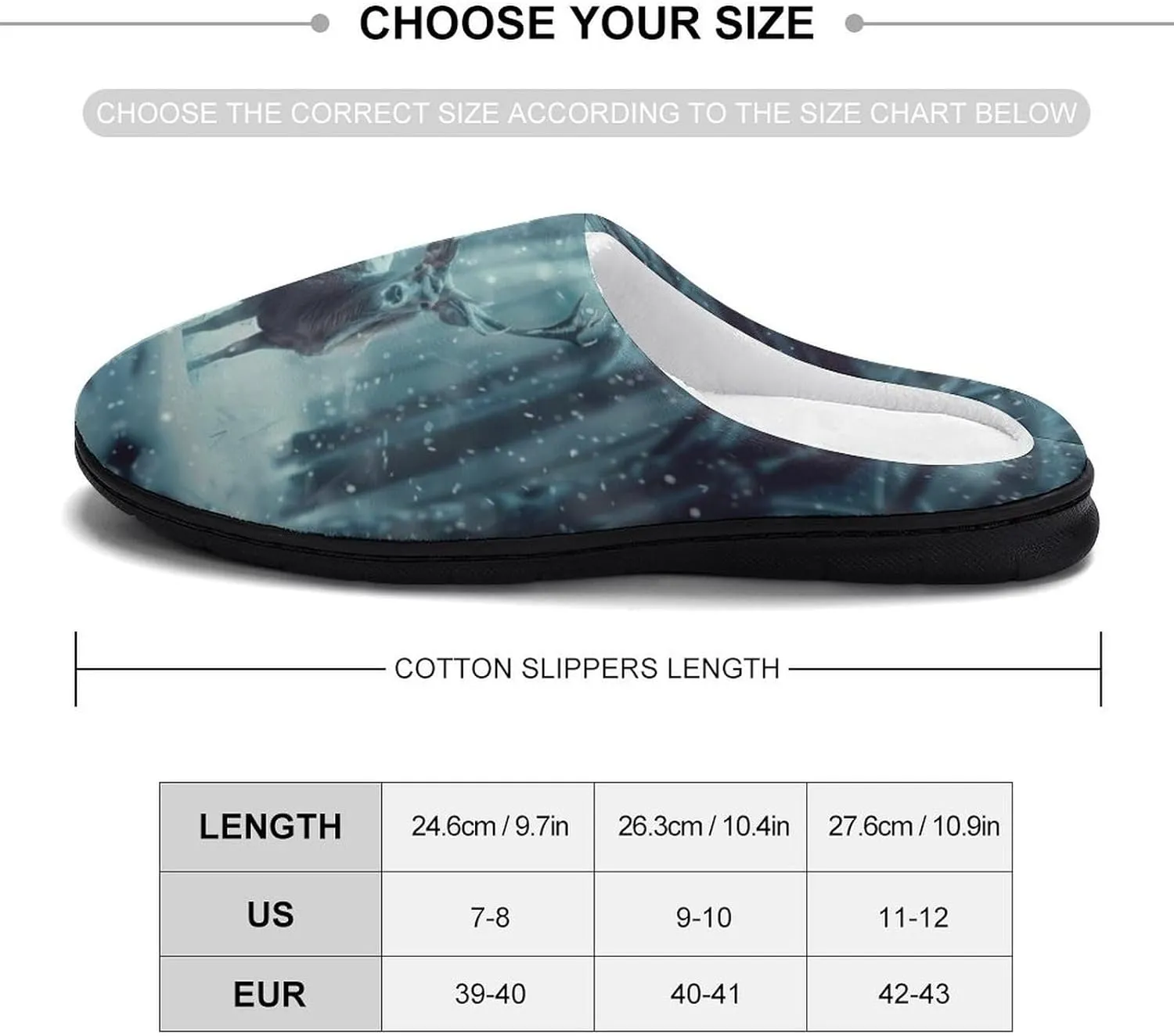 Reindeer in A Blizzard Cotton Slippers Memory Foam House Shoes Anti-skid Sole Slipper for Women Indoor And Outdoor