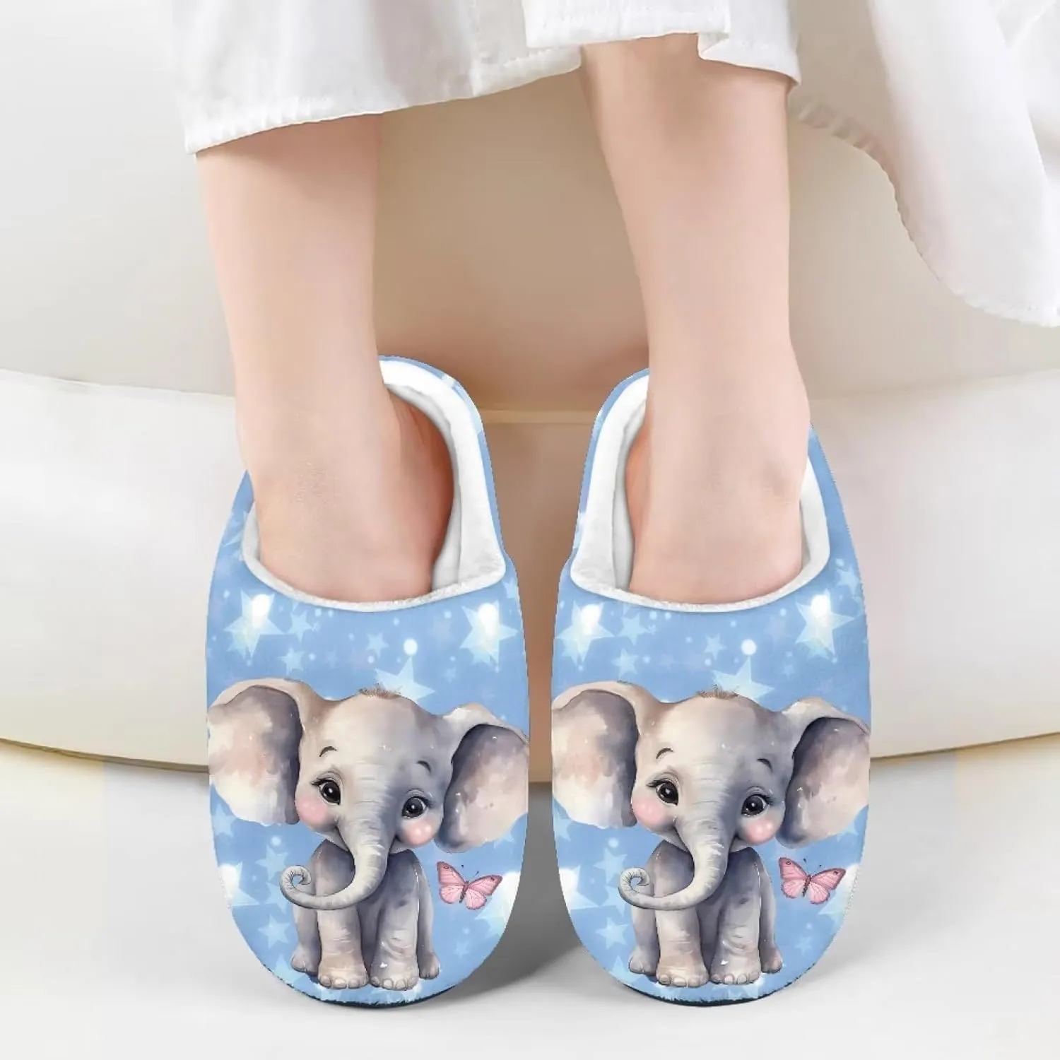 Renewold Kids Warm Plush Winter Cotton Slippers Boys Girls House Slipper Slip On Nonslip Indoor Slippers Shoes