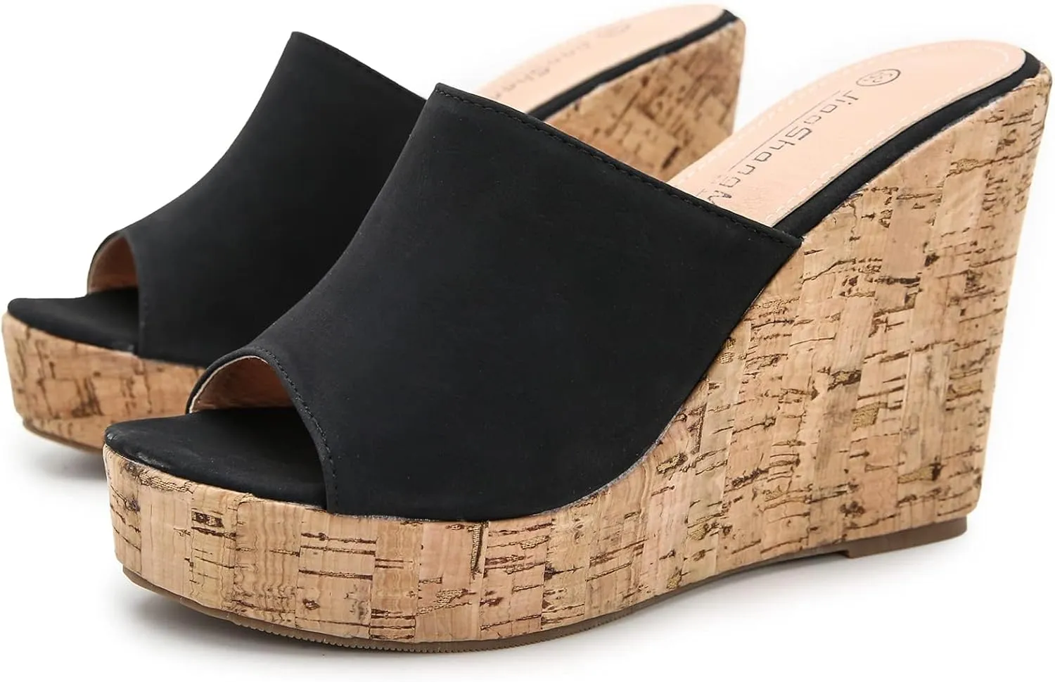 SACFOF Wedge Sandals for Women Dressy Summer Peep Toe Cork Slingback Wedges Slip On Espadrilles Heels Slide Sandals