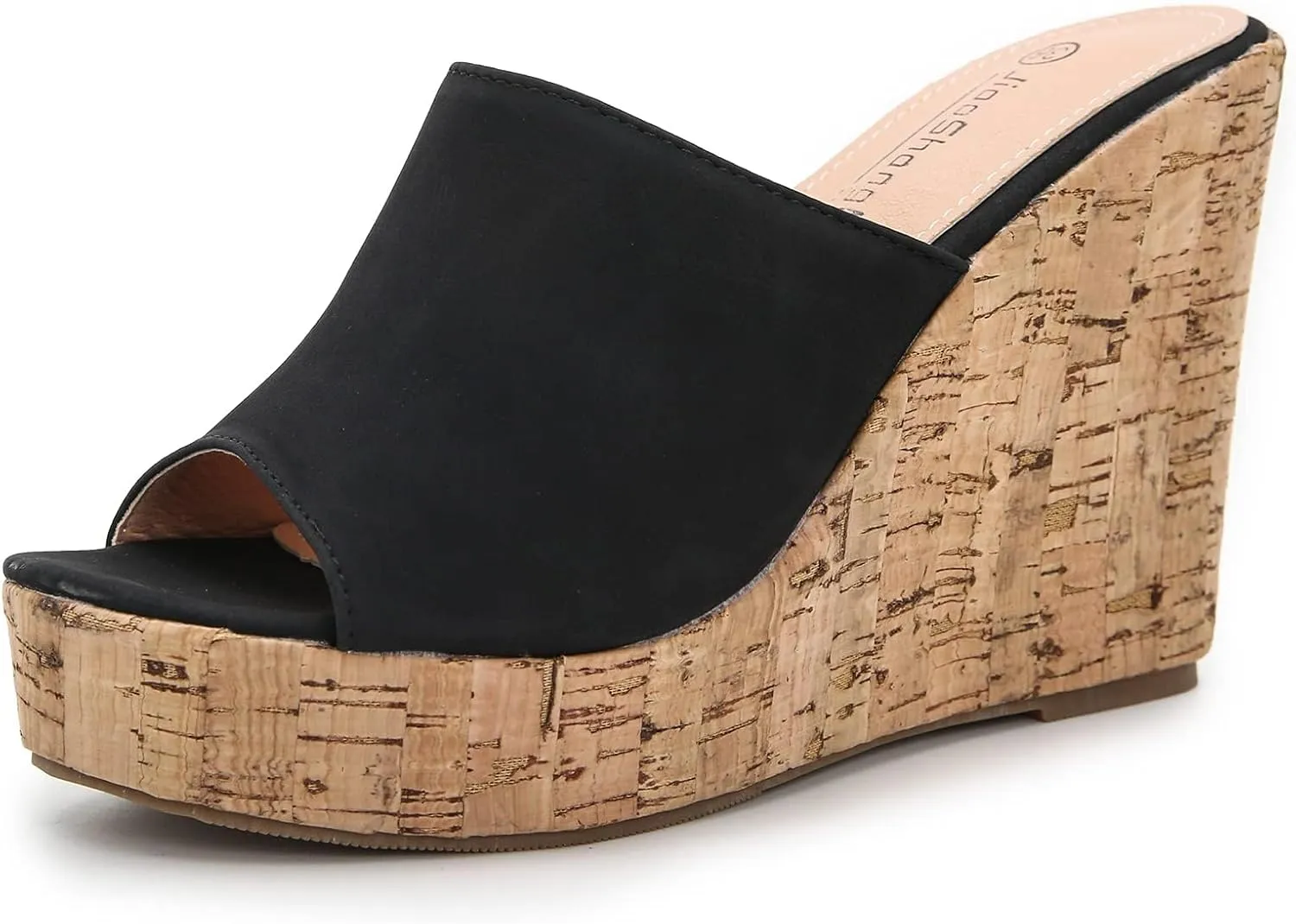 SACFOF Wedge Sandals for Women Dressy Summer Peep Toe Cork Slingback Wedges Slip On Espadrilles Heels Slide Sandals