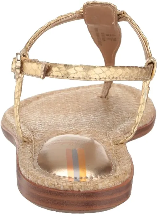 Sam Gold Refined Open Flat Signet Embellished Toe Ankle Strap Sandal Edelman Eye-catching Gigi Thong