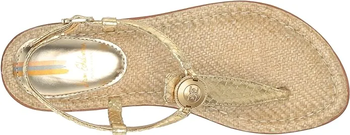 Sam Gold Refined Open Flat Signet Embellished Toe Ankle Strap Sandal Edelman Eye-catching Gigi Thong