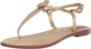 Sam Gold Refined Open Flat Signet Embellished Toe Ankle Strap Sandal Edelman Eye-catching Gigi Thong