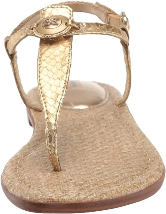 Sam Gold Refined Open Flat Signet Embellished Toe Ankle Strap Sandal Edelman Eye-catching Gigi Thong